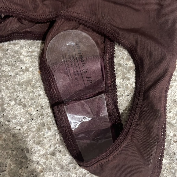 Free People Take it Away Merlot Ruffled Tie Front Bodysuit NWT - Picture 5 of 6